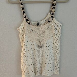 Free People Cream Lace Camisole with Black Straps